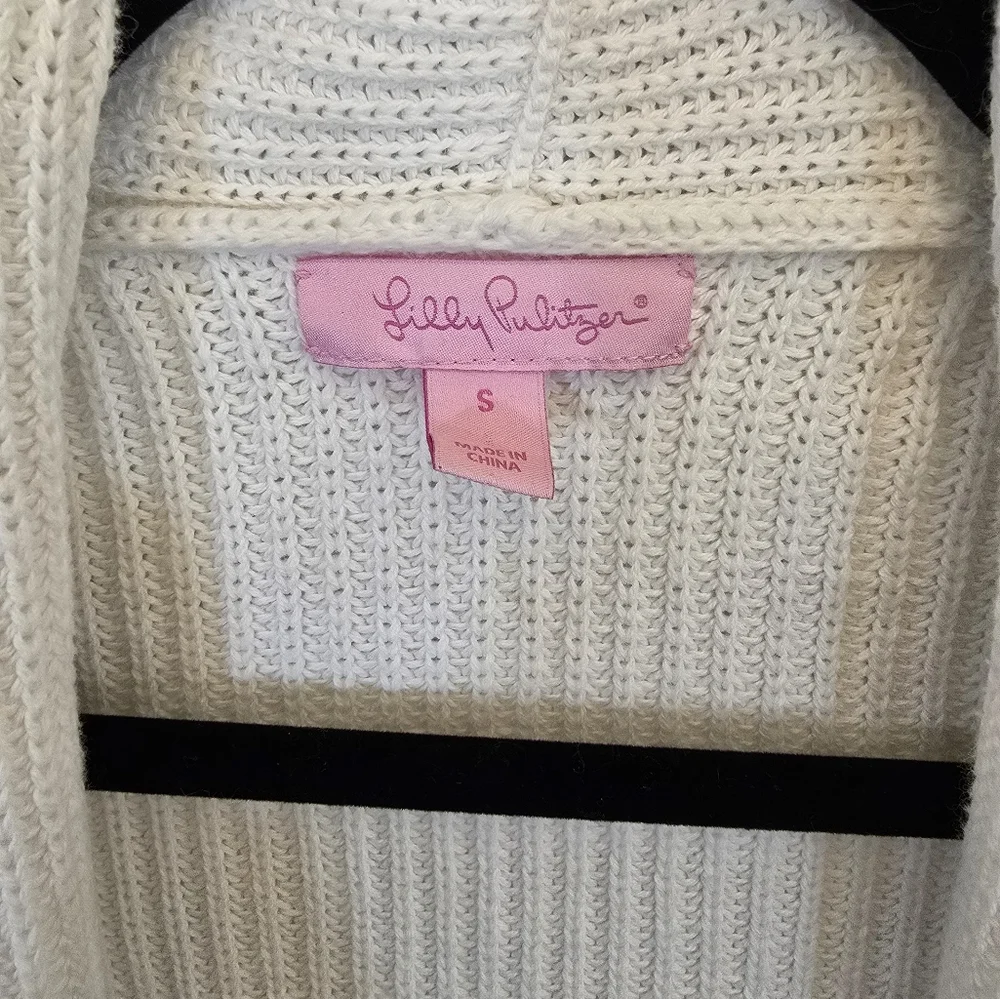 Lily Pulitzer Small 100% Cotton Fringe Hem White Sweater - Picture 4 of 11